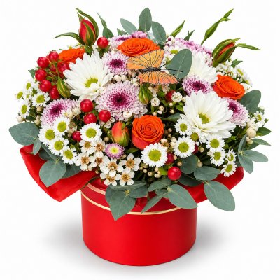 Flower box z motylem