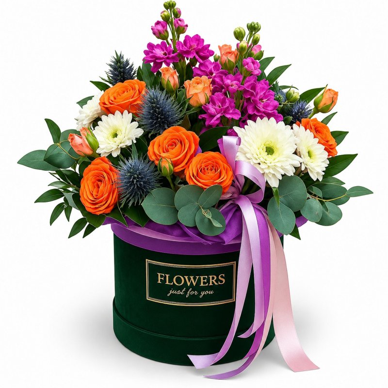 Velvet flower box s květinami