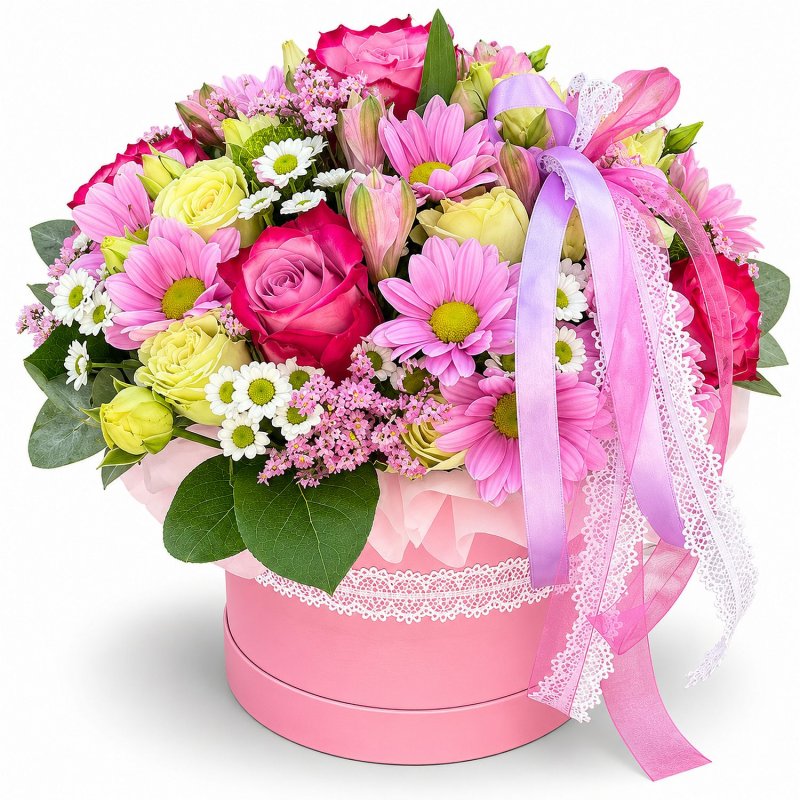 Flowerbox z ruží a chryzantém