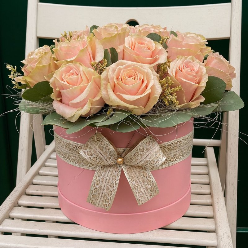 Pink Flower Box with Roses