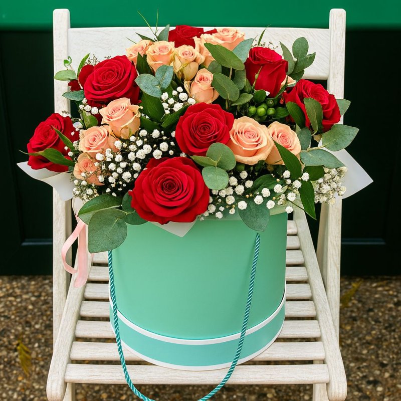 Mint Green Flower Box with Roses Mint Green Flower Box with Roses